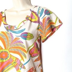 ASOS Womens Psychedelic Floral Shift Dress Multi Color Retro Short Sleeve Size 4