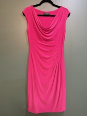 Lauren Ralph Lauren Hot Pink Draped Sheath Dress Size 8 – Elegant Cocktail Dress