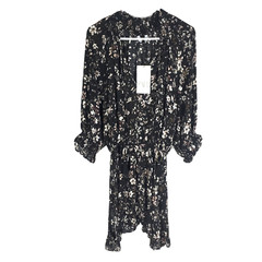 ZARA Dress with round collar and tied V-neck front Below the elbow length XS NEW