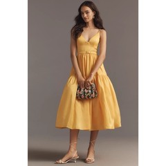 New Anthropologie Hutch Atherton Sleeveless V-Neck Belted Midi Dress $258 18W