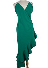 NWT Lovers+Friends Evergreen Gown Ruffled Asymmetric Hi Low Backless Dress Sz M