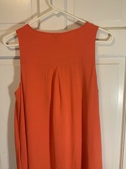 Crown & Ivy Women&rsquo;s Orange Shift Dress Sleeveless Keyhole Embroidered Hem M