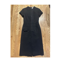 Hugo Boss Black Sheath Knee Length Dress High Neck Short Sleeve Size 2