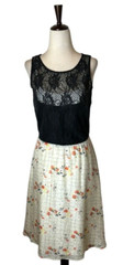 Girls From Savoy Anthropologie Dress 2 Black Lace Ivory Floral Skirt Boho Mini