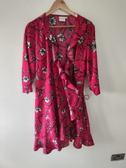 Junarose Women Knee Dress 20 Red White Wrap Casual Long Sleeve Vneck Summer
