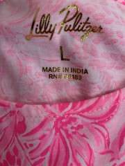 Lilly Pulitzer Pink/White Floral Tiered Scoop Neck Midi Dress Cotton L