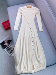 Sandro Slit single-breasted long-sleeved knit dress for Women