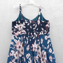 Nanette Lepore Ombre Floral High Low Dress 14W Blue Pink Womens Chiffon Tiered