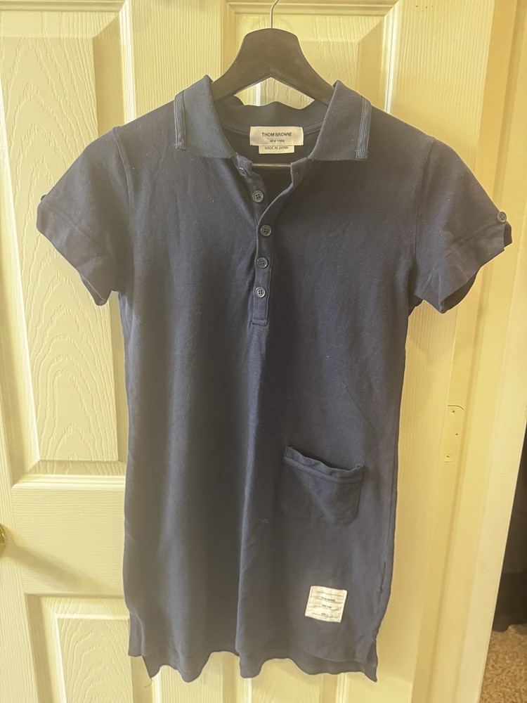 Thom Browne Cotton Piqué Polo Dress Navy Size 1 Great Condition