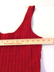 BEBE Red Fit & Flare Knit Ribbed Mini Dress L Sexy Be Mine Holiday Playful Chic