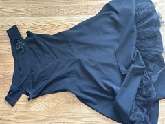 Ruby Rox Black Off Shoulder A-Line Beaded Lined Knee Length Dress Size 11
