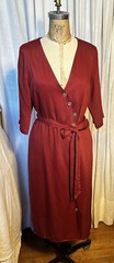 Rebellion Womens Red 1/2 Sleeve Midi Belted Shirt Dress Sz M Pre-owned