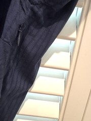 Boden Navy Blue Pinstripe Dress Size 12L Sheath Side Zip Cotton
