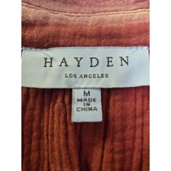 Hayden Los Angeles Terracotta Cotton Gauze Button Front Midi Dress M Pockets