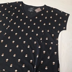 NWT J Jill T-Shirt Dress Womens Medium Petite Black Floral Pure Jill Soft-V-Neck