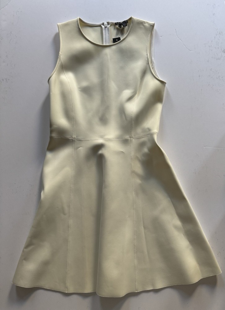 THEORY Tillora KN2 Mod Knit Neoprene Scuba Dress Size 2 $395 ~ Off White