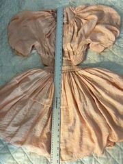 Mable Peach Puff Sleeve Cut Out Mini Dress S Coquette Soft Girl Romantic Cottage