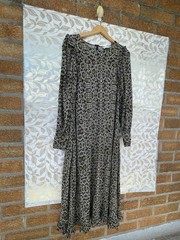 Essentiel Antwerp Python Ruffle Midi Dress Whimsigoth Snakeskin Boho 40 US 8