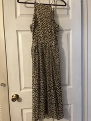 Abercrombie & Fitch Women XS Leopard Animal Print Halter Neck Strappy Midi Dress