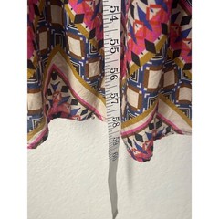 By Anthropologie Ruffle Midi Dress Size S Abstract Mosaic Flutter Sleeve Smocked