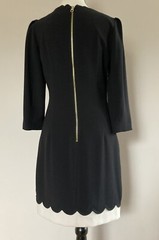 Ted Baker Payton Scallop Detail Shift Dress 3/4 Sleeves Lined Black UK 1 / US 4