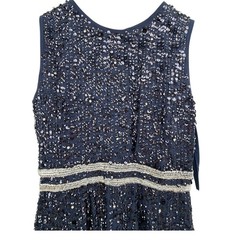 Mac Duggal 93603 Midnight Blue Sequin Column Beaded Waist Formal Dress 4 NWT