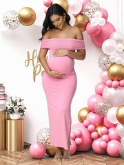 JustVH Women&rsquo;s Mesh Off Shoulder Sleeveless Split Party Midi Dress Pink XL