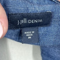 J Jill Denim Dress Womens Medium Blue Chambray Shift Embroidered Pockets Boho
