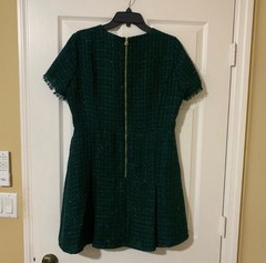 STS Sail to Sable Dylan Emerald Green Tweed Mini Dress with Gold Buttons Size XS