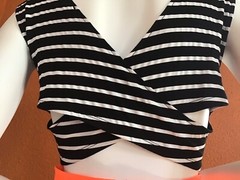 Double zero Dress stripe/Solid Sleeveless,Cut Out, Lined,STRETCH,L, Multicolor.