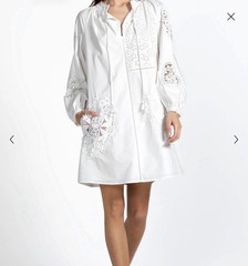 Johnny Was White Cotton Bohemian Dress Size L