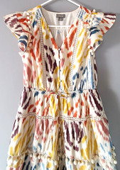 J Crew Point Sur Tiered Flutter Sleeve Pom Pom Midi Dress Sz S Crochet Coquette