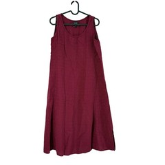 Eileen Fisher Magenta Linen Blend Sleeveless Midi Dress Womens Size Large