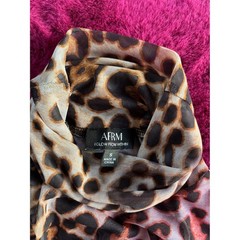 AFRM Shailene Mesh Dress Leopard Floral Print Long Sleeve Small Edgy Sheer Body