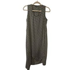 Liverpool Black & White Dot Sleeveless Pocket Dress Assymetric Womens Small