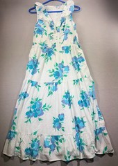 J Crew Re-Imagined Dress Womens 12 White Blue Floral Tiered Ruffle Cotton Midi