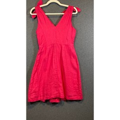 Gap Womens Hot Pink Linen Blend Tie Shoulder V-Neck Fit & Flare Dress Size 2