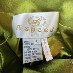 Aspeed Dress 8 Green Rhinestone Sparkle One Shoulder Ruffle Art To Wear Formal