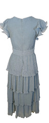 ASTR The Label M/L NWOT Emporia Tiered Aqua Midi Dress Dramatic Front Slit