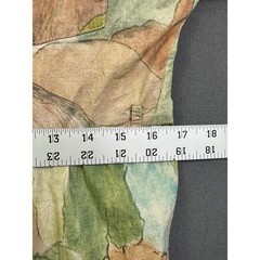 Zara Women Watercolor Landscape Print Tiered Mini Shirt Dress Green Tan Size M