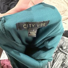 City Vibe Women’s S Green Solid Bodycon Square Neck Long Sleeve Mini Zip