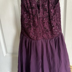 Speechless Sleeveless High Neck Sparkly Burgundy Purple Back Cutout Dress NWT