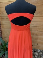 My Michelle Juniors 11 Orange Strapless Sweetheart Chiffon Beaded Gown Zip
