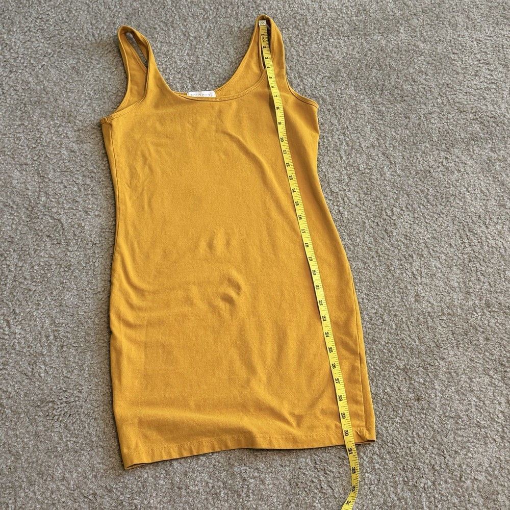 Forever 21 Yellow Solid Scoop Neck Strappy Tank Bodycon Knit Dress S Stretch