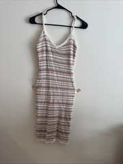Olive + Oak Striped Knit Midi Tank Dress XS Acrylic Polyester Brown Pink