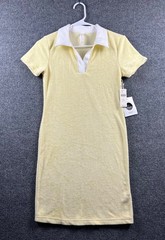 Anthropologie Daily Practice Dress Sz XXS P Yellow Team Spirit Polo Terry Mini