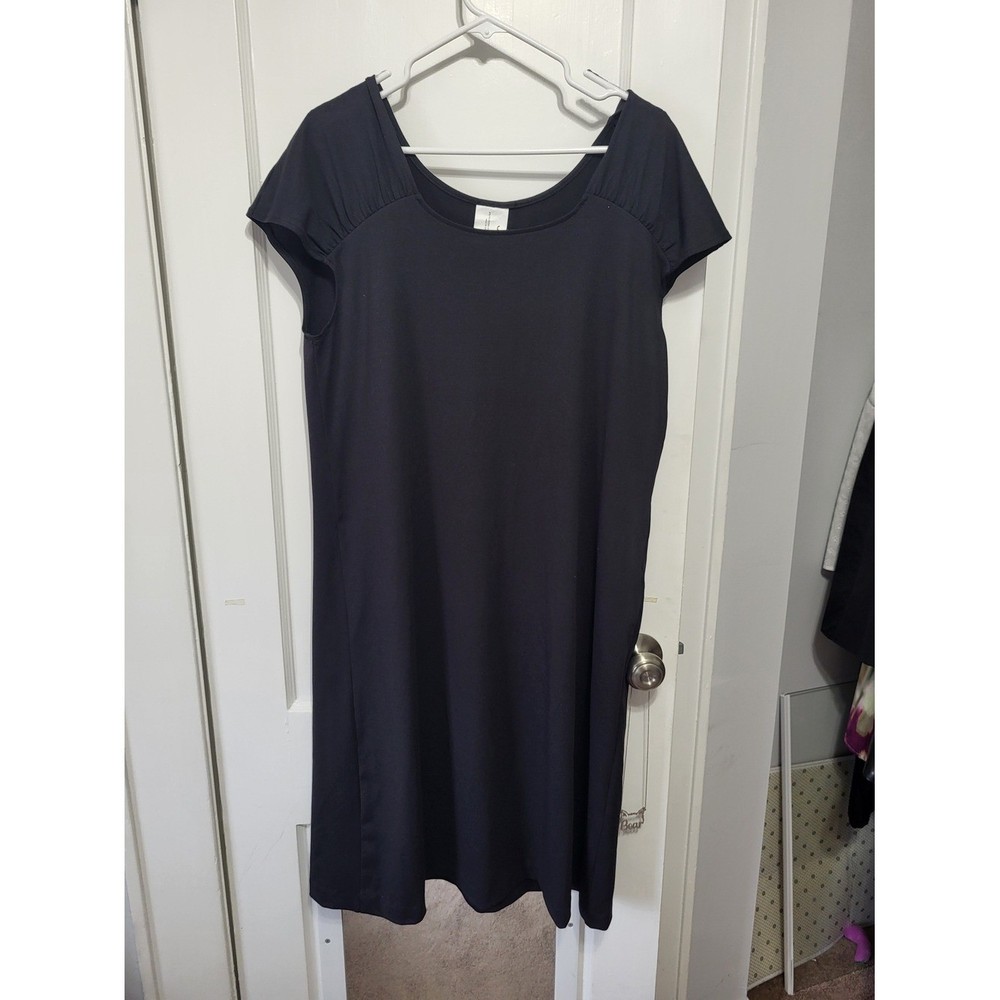 Jockey Black Scoop Neck Cap Sleeve Mini Dress