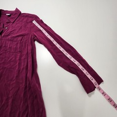 Old Navy Burgundy Collared Button Up Long Sleeve Thigh Length Shirt Dress Size S