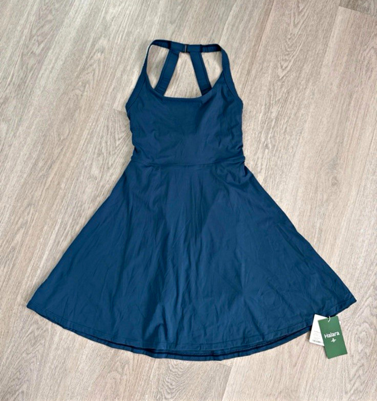 Halara SoftlyZero Airy Backless Fit & Flare Active Dress w/ Pockets Blue S