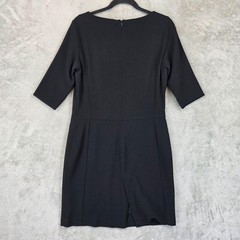 Tombolini Dress Womens 44 Black Wool Boat Neck Half Sleeve Sheath Knee Lined